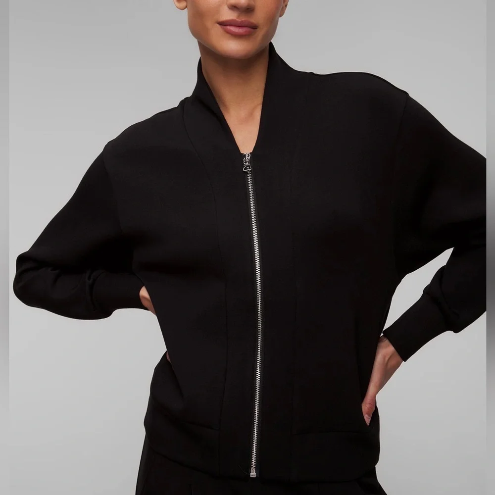 Varley Pelham Zip Through Black Zip-Front Black Women's Sweatshirt Jacket, XXS - Picture 2 of 16